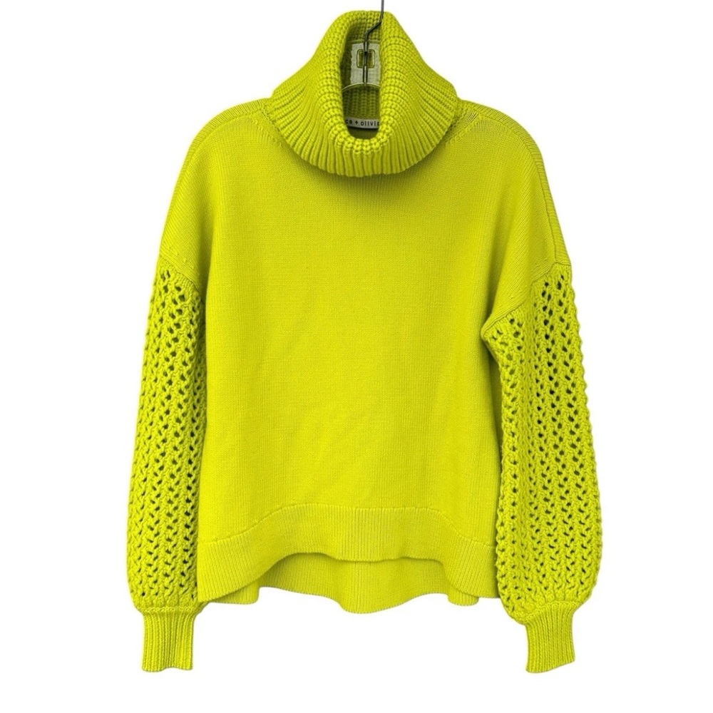 Alice + Olivia Wool Blend Adela Turtle Neck Sweater - Size XS - Chartreuse